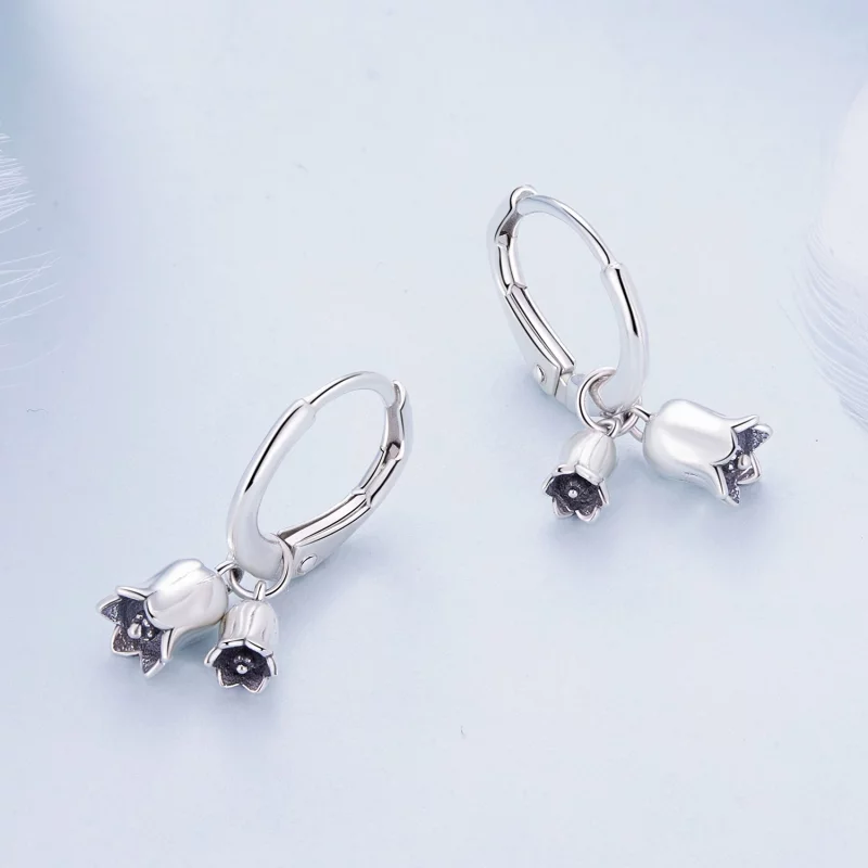 (image pour) Boucles d'oreilles créoles style Pandora avec muguet - BSE909 - Afficher 3