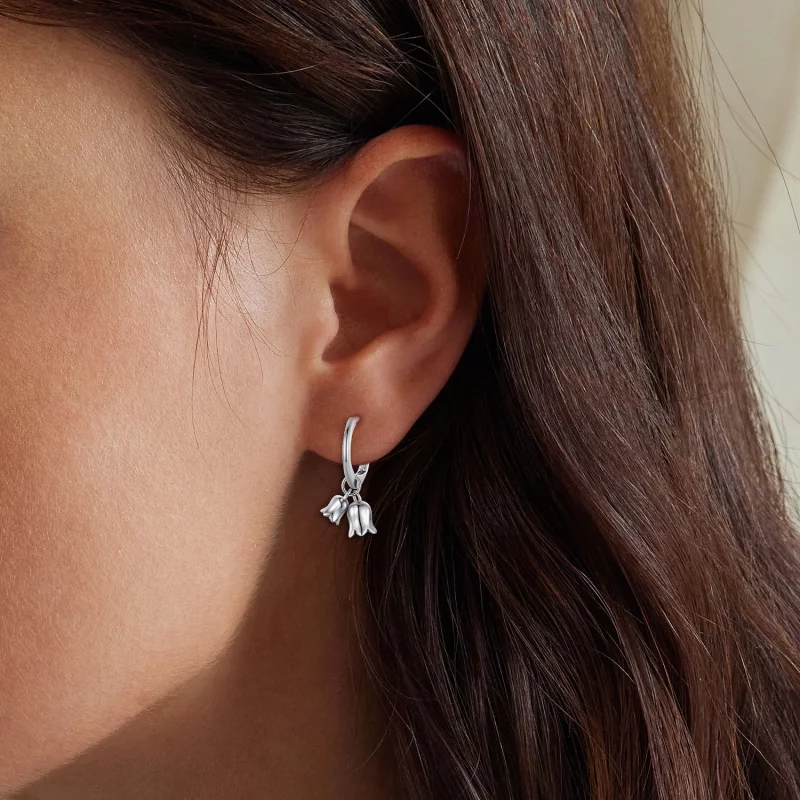 (image pour) Boucles d'oreilles créoles style Pandora avec muguet - BSE909 - Afficher 5