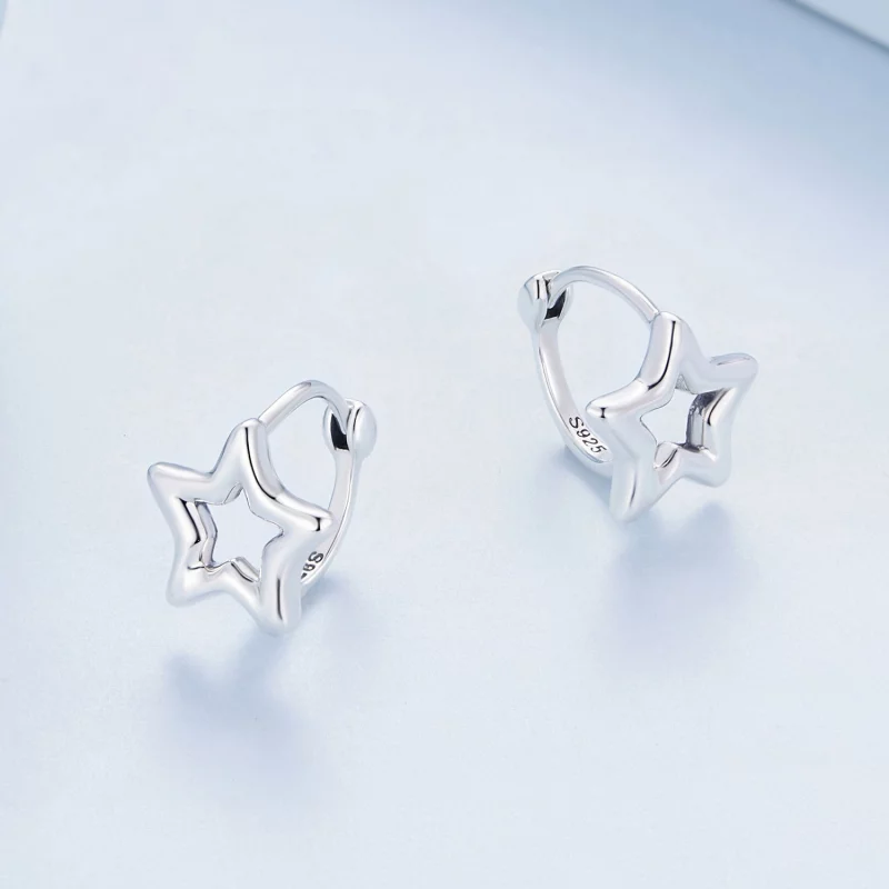 (image pour) Boucles d'oreilles créoles style Pandora avec étoile - BSE896 - Afficher 3