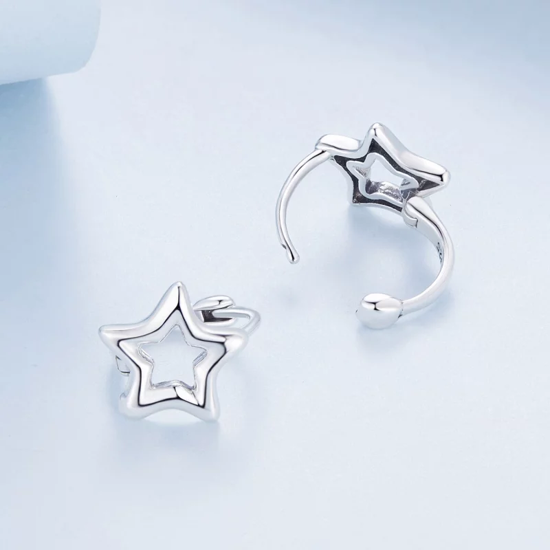 (image pour) Boucles d'oreilles créoles style Pandora avec étoile - BSE896 - Afficher 4