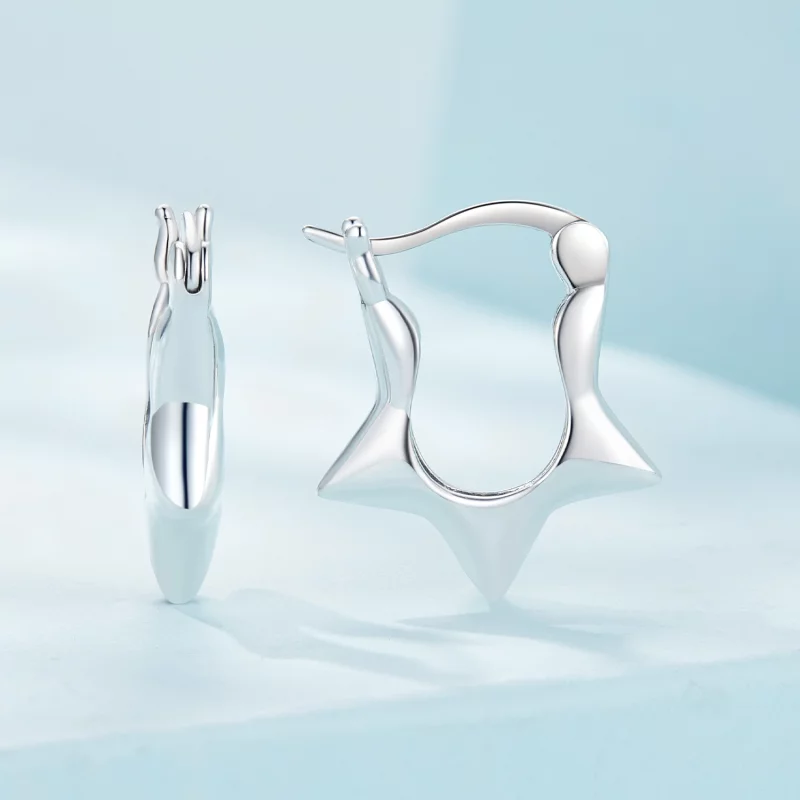 (image pour) Boucles d'oreilles créoles style Pandora avec étoile - SCE1615 - Afficher 2