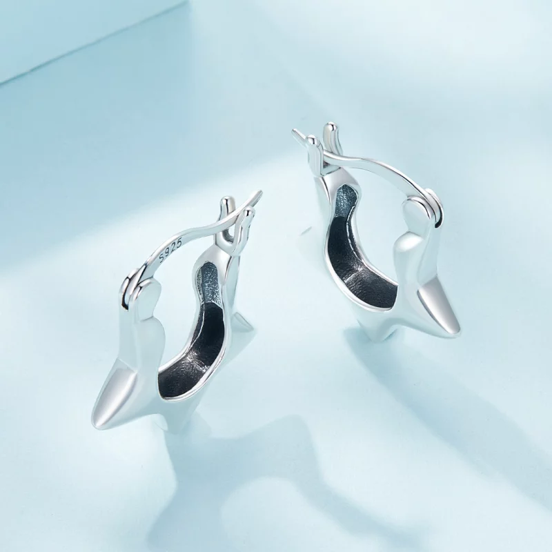 (image pour) Boucles d'oreilles créoles style Pandora avec étoile - SCE1615 - Afficher 3