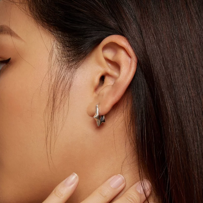 (image pour) Boucles d'oreilles créoles style Pandora avec étoile - SCE1615 - Afficher 6