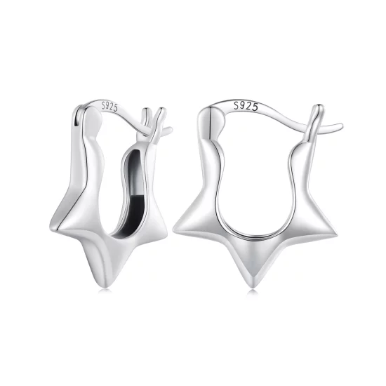 (image pour) Boucles d'oreilles créoles style Pandora avec étoile - SCE1615