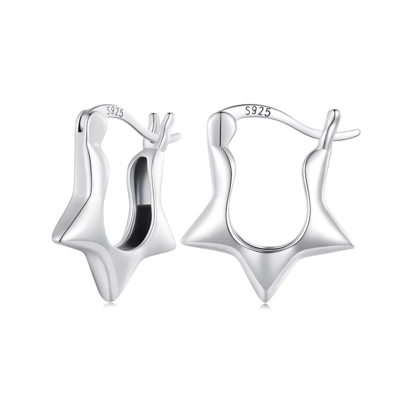 (image pour) Boucles d'oreilles créoles style Pandora avec étoile - SCE1615