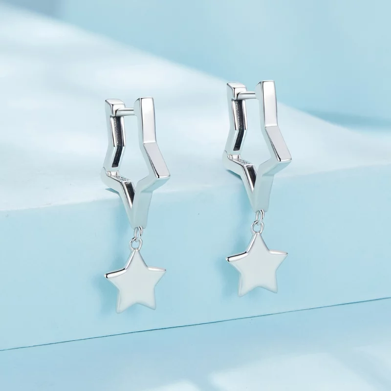 (image pour) Boucles d'oreilles créoles style Pandora avec étoile - SCE1621 - Afficher 2