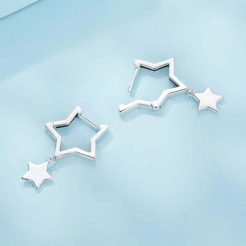 (image pour) Boucles d'oreilles créoles style Pandora avec étoile - SCE1621 - Afficher 3