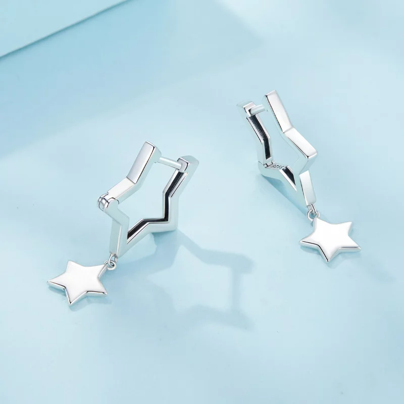 (image pour) Boucles d'oreilles créoles style Pandora avec étoile - SCE1621 - Afficher 4
