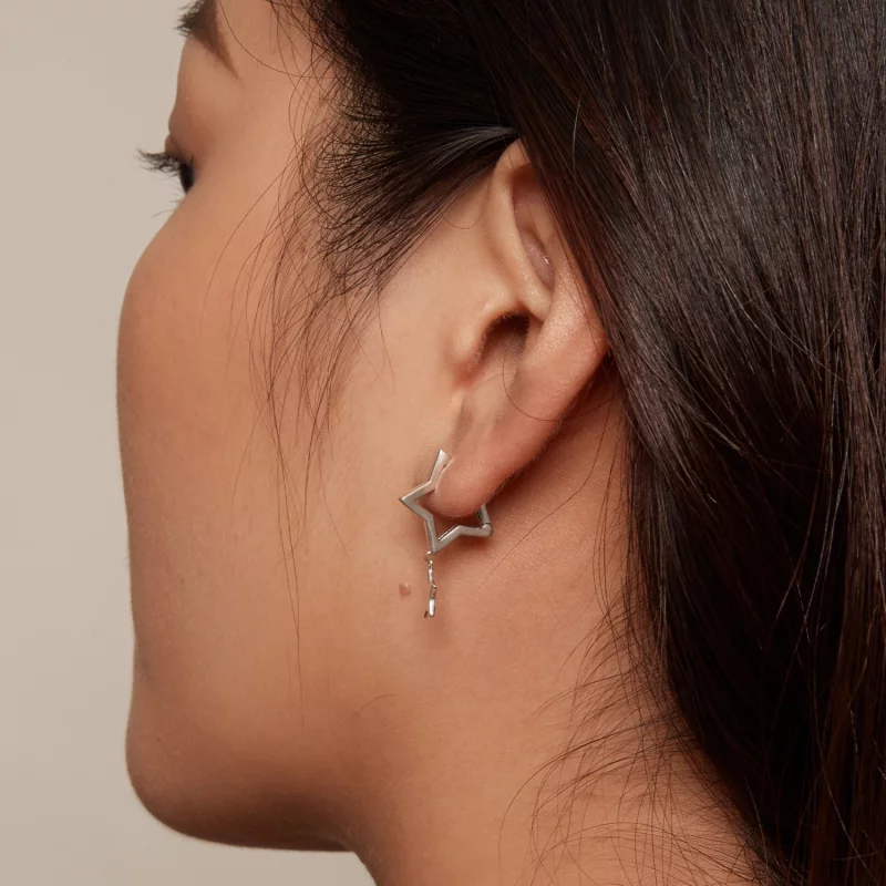 (image pour) Boucles d'oreilles créoles style Pandora avec étoile - SCE1621 - Afficher 6