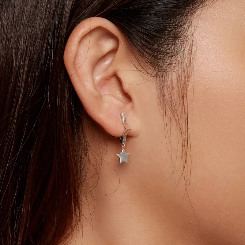 (image pour) Boucles d'oreilles créoles style Pandora avec étoile - SCE1621 - Afficher 7