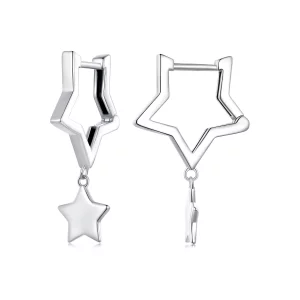 (image pour) Boucles d'oreilles créoles style Pandora avec étoile - SCE1621