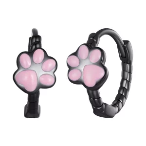 (image pour) Boucles d'oreilles créoles style Pandora en forme de griffes de chat noir - SCE1576