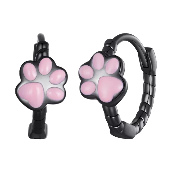 (image pour) Boucles d'oreilles créoles style Pandora en forme de griffes de chat noir - SCE1576
