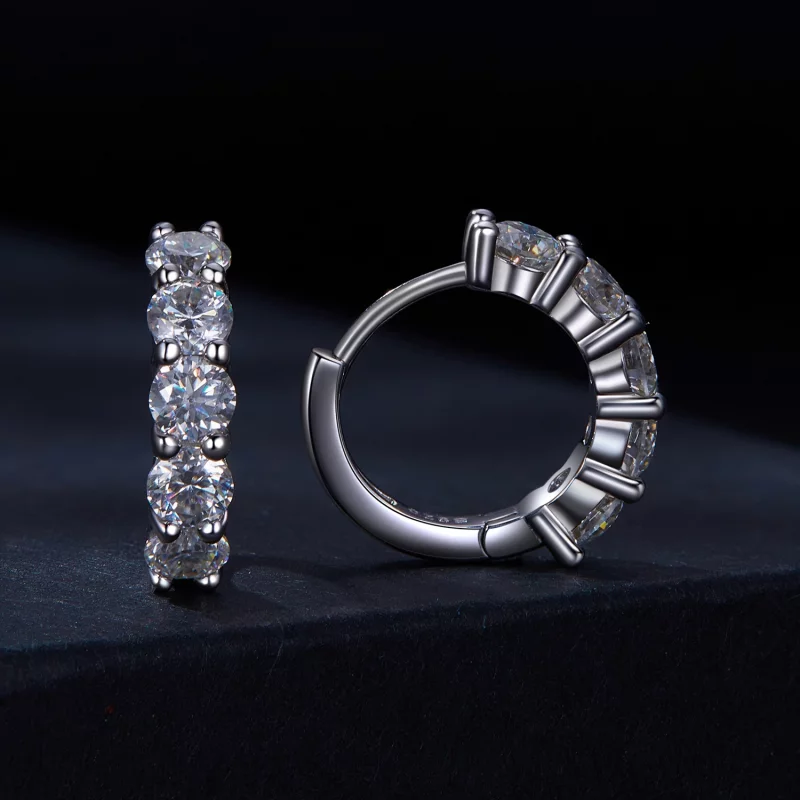 (image pour) Boucles d'oreilles demi-créoles de style Pandora avec diamant Moissanite - MSE03 - Afficher 2