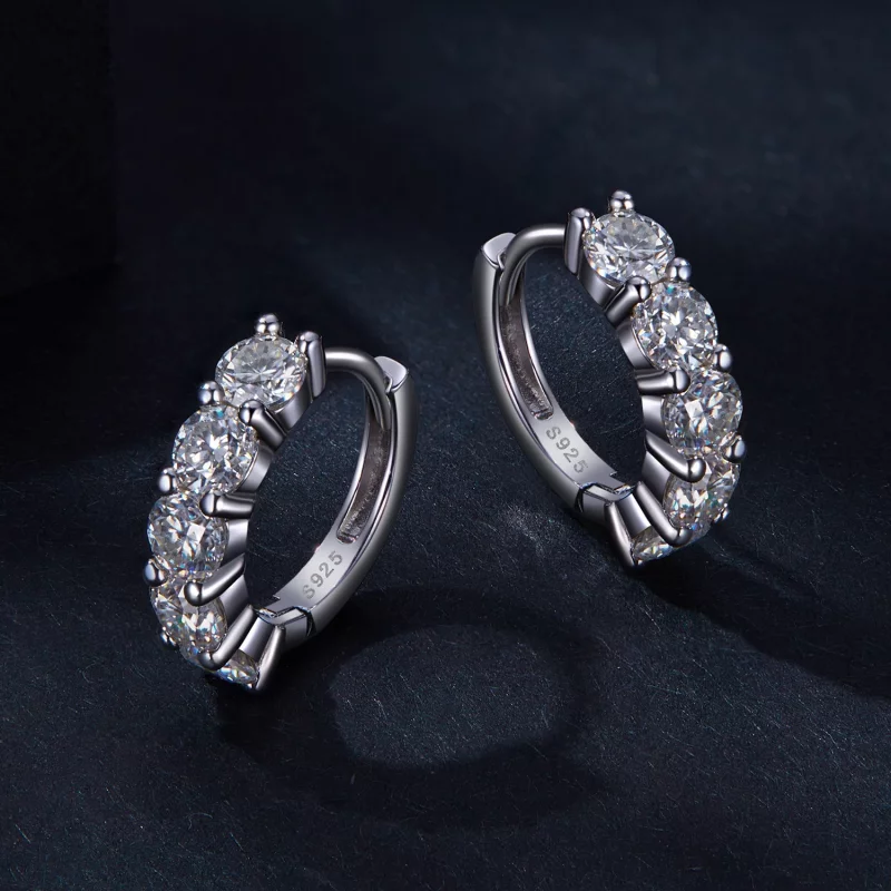 (image pour) Boucles d'oreilles demi-créoles de style Pandora avec diamant Moissanite - MSE03 - Afficher 3