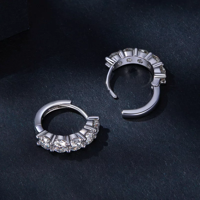 (image pour) Boucles d'oreilles demi-créoles de style Pandora avec diamant Moissanite - MSE03 - Afficher 4