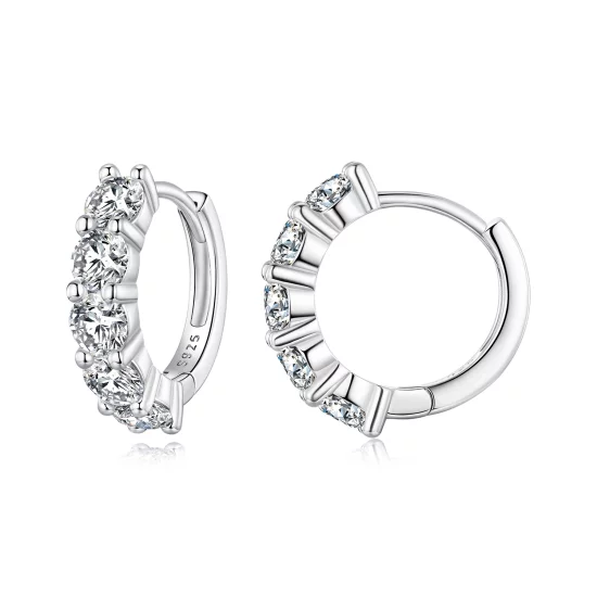 (image pour) Boucles d'oreilles demi-créoles de style Pandora avec diamant Moissanite - MSE033