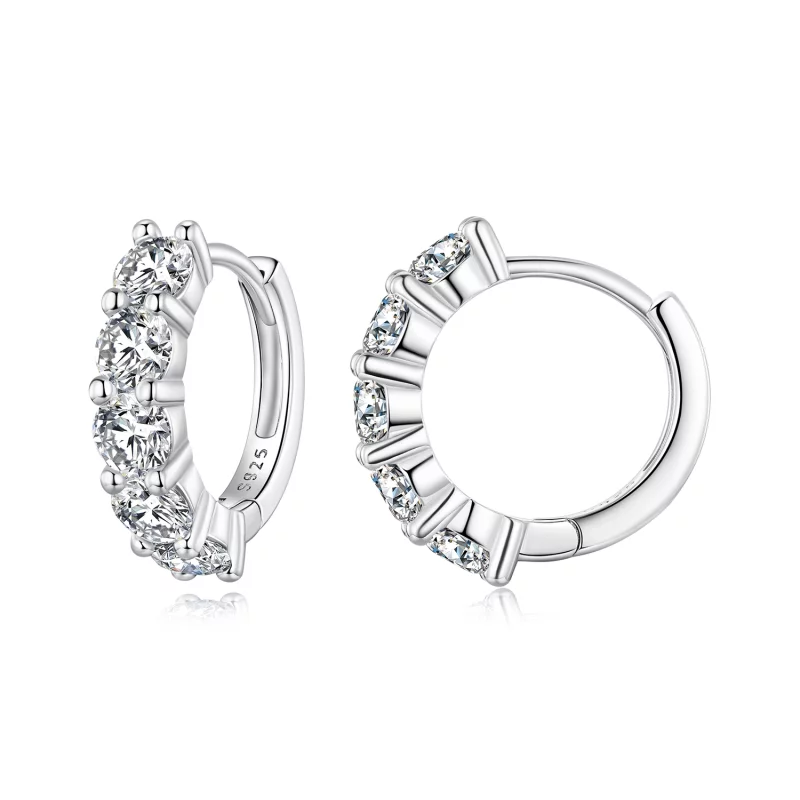 (image pour) Boucles d'oreilles demi-créoles de style Pandora avec diamant Moissanite - MSE033