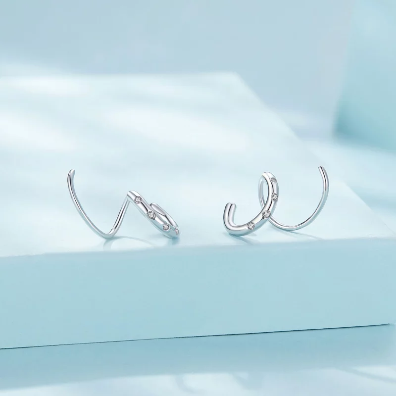 (image pour) Boucles d'oreilles à double anneau style Pandora - SCE1652 - Afficher 2