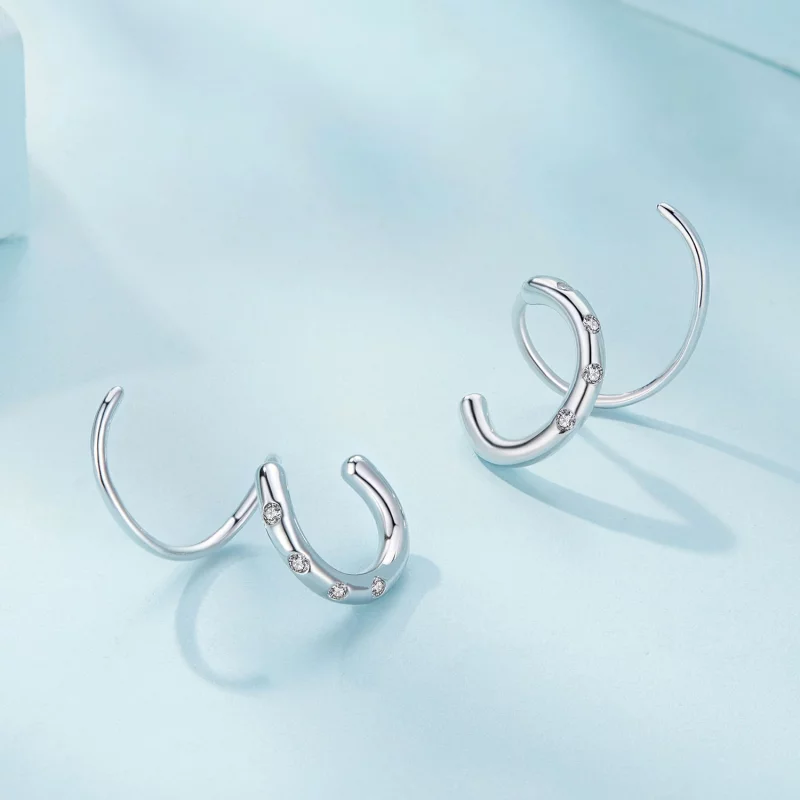(image pour) Boucles d'oreilles à double anneau style Pandora - SCE1652 - Afficher 3