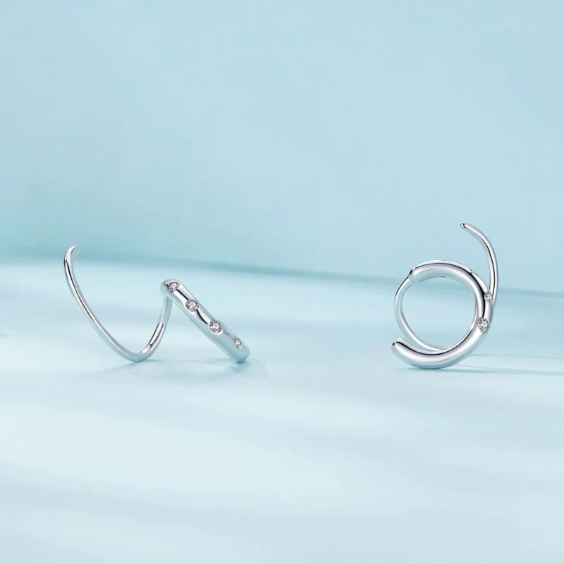 (image pour) Boucles d'oreilles à double anneau style Pandora - SCE1652 - Afficher 4