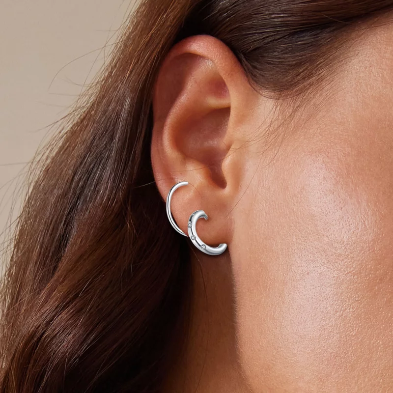 (image pour) Boucles d'oreilles à double anneau style Pandora - SCE1652 - Afficher 5
