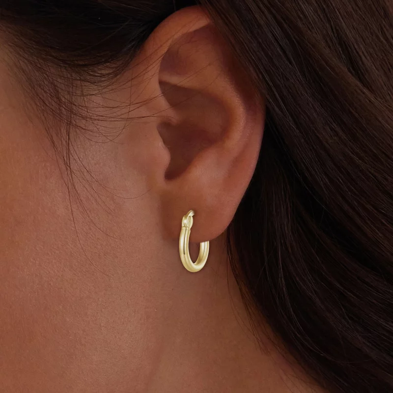 (image pour) Boucles d'oreilles en argent simples de style Pandora, petites créoles - SCE1608 - Afficher 2