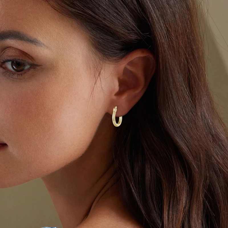 (image pour) Boucles d'oreilles en argent simples de style Pandora, petites créoles - SCE1608 - Afficher 3
