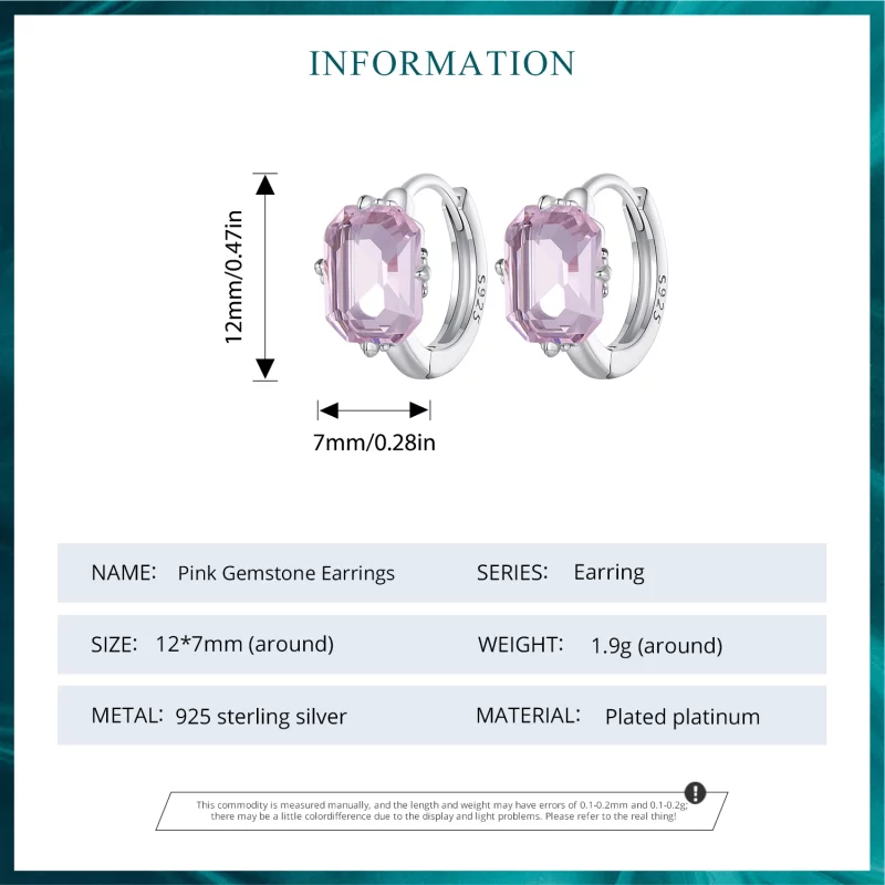 (image pour) Boucles d'oreilles en forme de cerceau avec gemme rose de style Pandora - BSE889 - Afficher 7