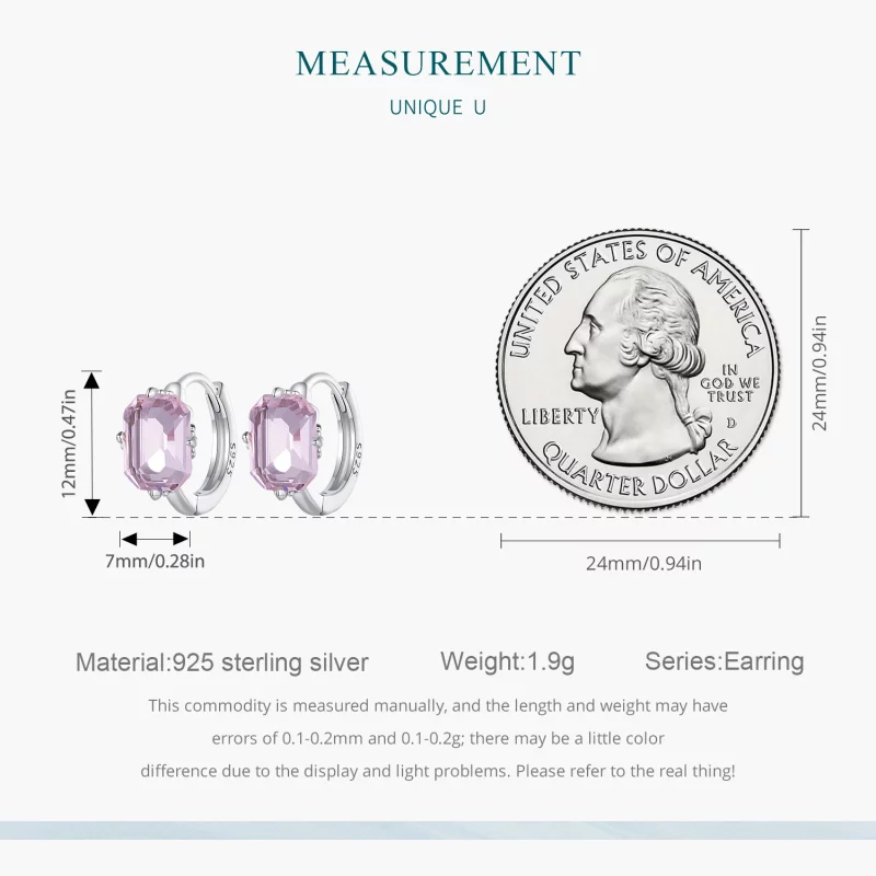 (image pour) Boucles d'oreilles en forme de cerceau avec gemme rose de style Pandora - BSE889 - Afficher 8