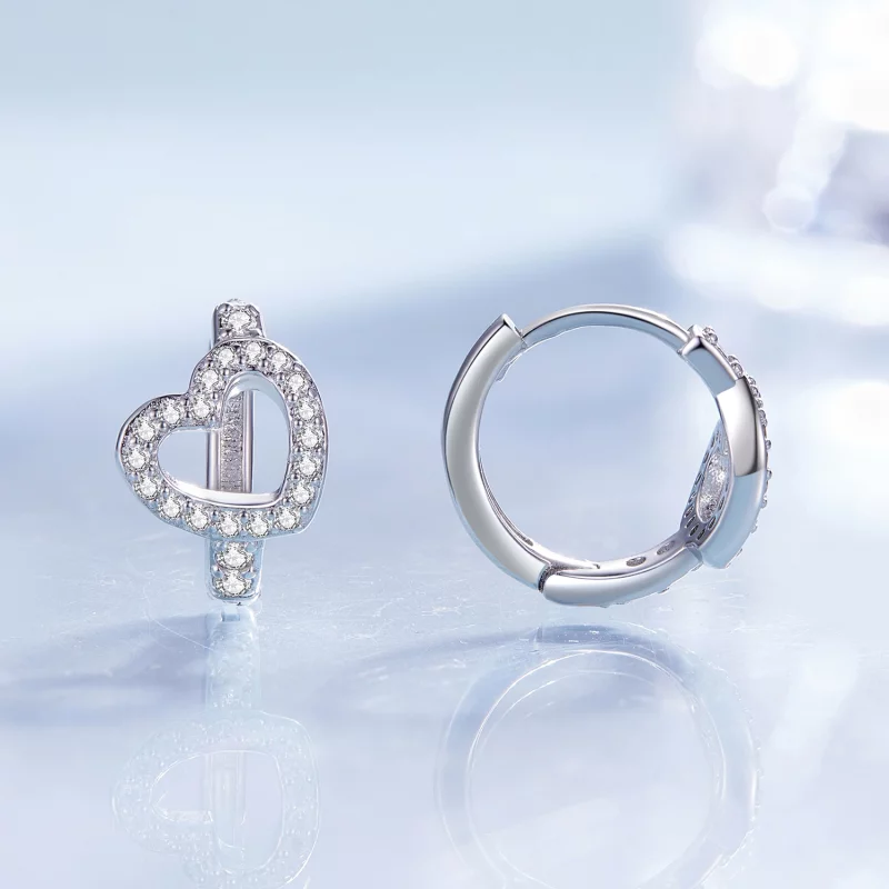 (image pour) Boucles d'oreilles en forme de cœur de style Pandora - BSE879 - Afficher 2