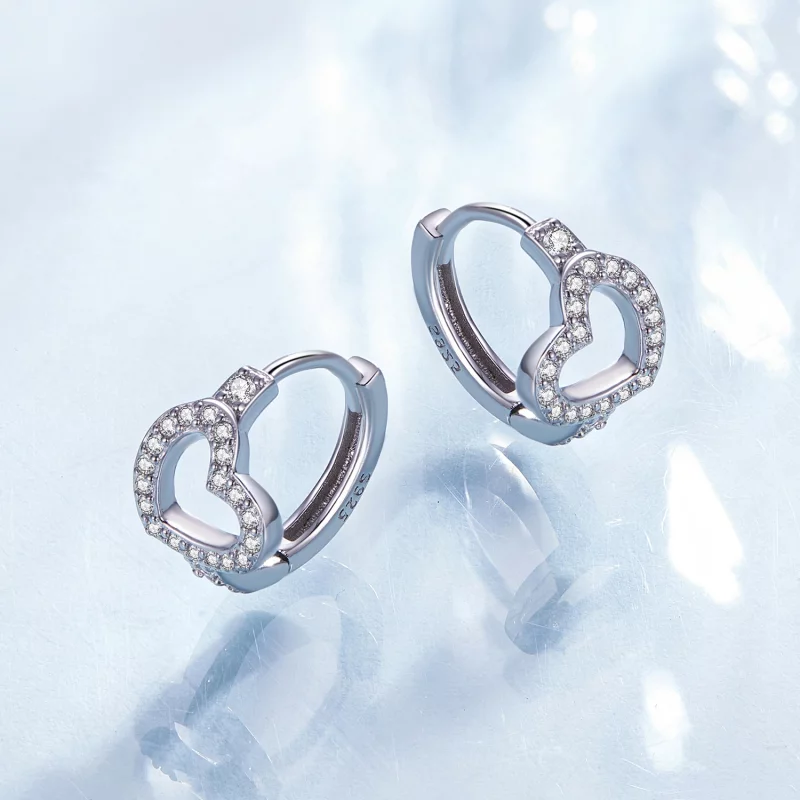 (image pour) Boucles d'oreilles en forme de cœur de style Pandora - BSE879 - Afficher 3