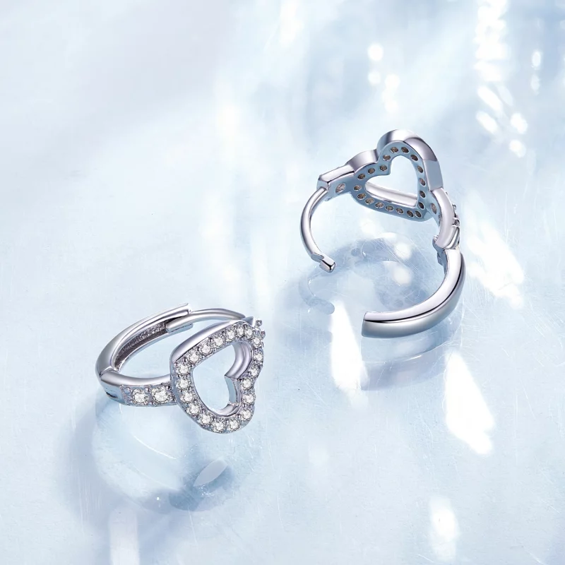 (image pour) Boucles d'oreilles en forme de cœur de style Pandora - BSE879 - Afficher 4