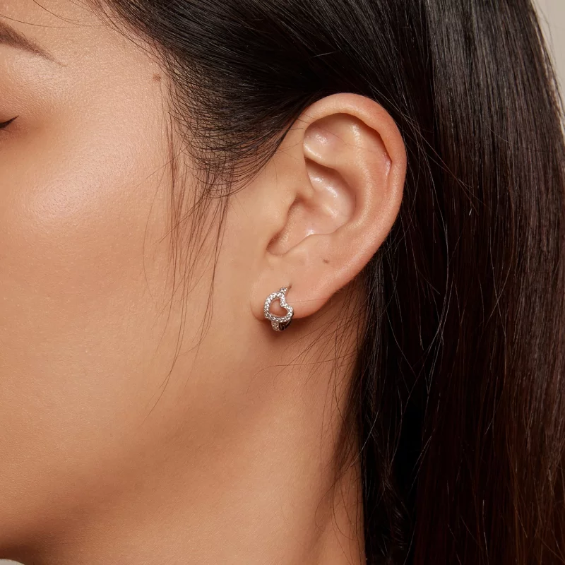 (image pour) Boucles d'oreilles en forme de cœur de style Pandora - BSE879 - Afficher 5