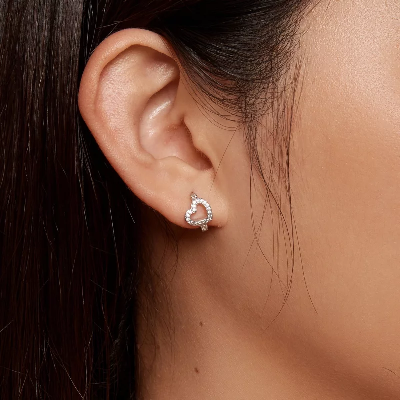 (image pour) Boucles d'oreilles en forme de cœur de style Pandora - BSE879 - Afficher 6