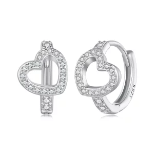 (image pour) Boucles d'oreilles en forme de cœur de style Pandora - BSE879