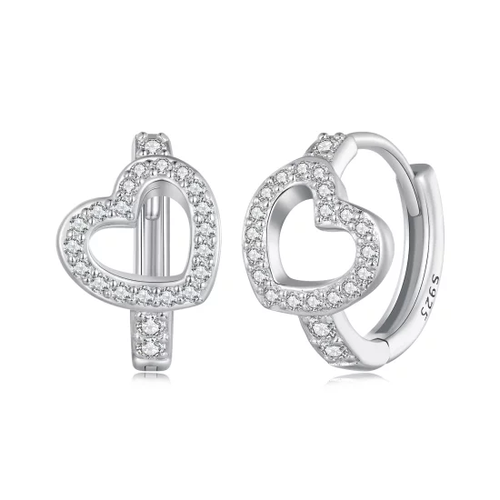 (image pour) Boucles d'oreilles en forme de cœur de style Pandora - BSE879