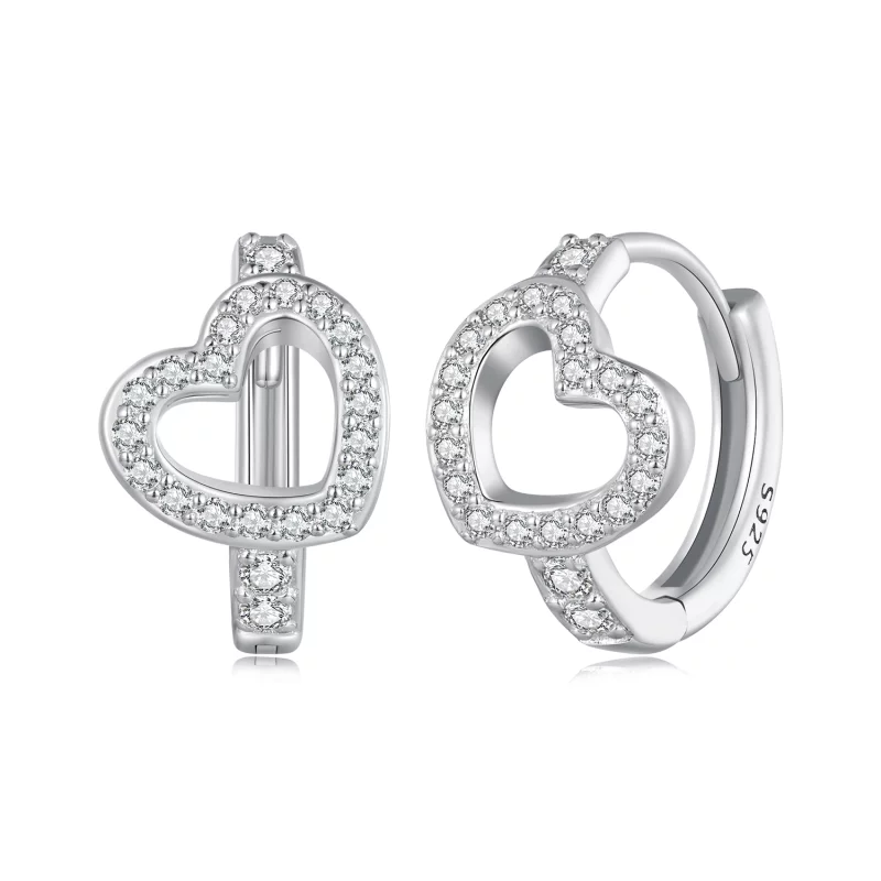 (image pour) Boucles d'oreilles en forme de cœur de style Pandora - BSE879