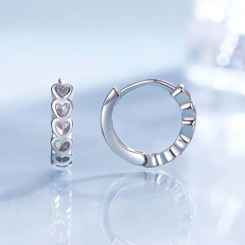 (image pour) Boucles d'oreilles en forme de cœur style Pandora - BSE880 - Afficher 2