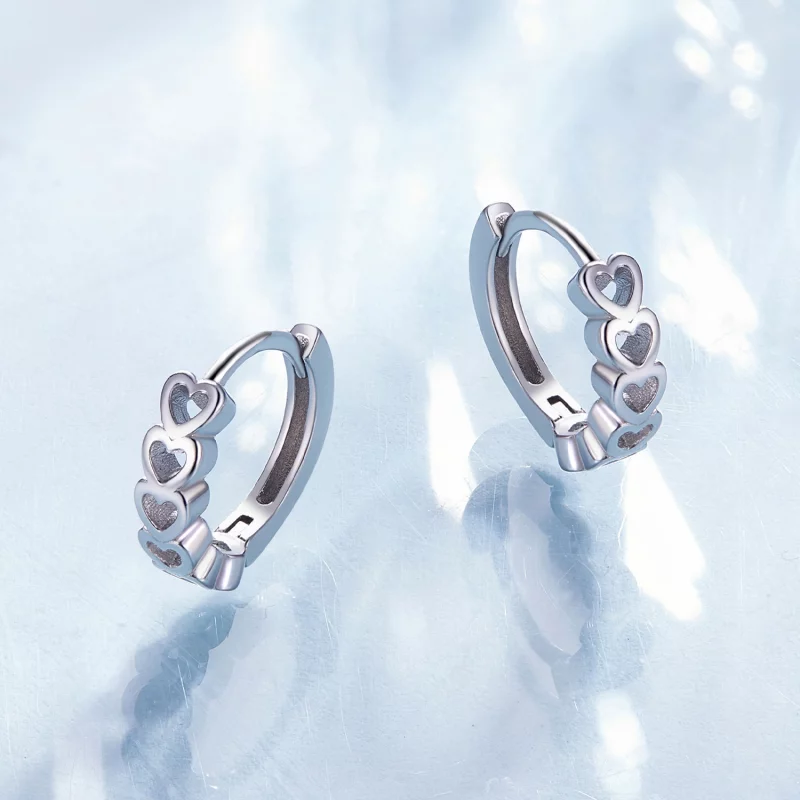 (image pour) Boucles d'oreilles en forme de cœur style Pandora - BSE880 - Afficher 3