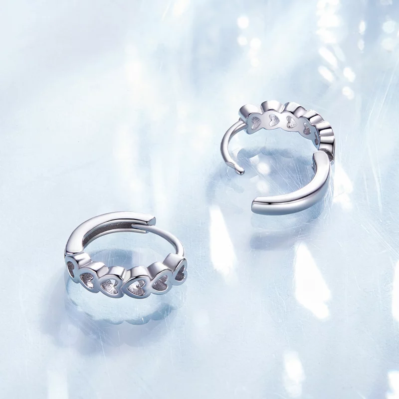 (image pour) Boucles d'oreilles en forme de cœur style Pandora - BSE880 - Afficher 4