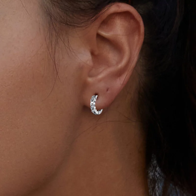 (image pour) Boucles d'oreilles en forme de cœur style Pandora - BSE880 - Afficher 9