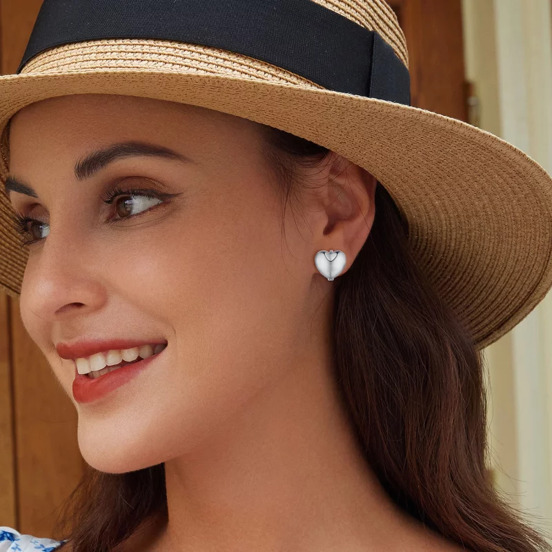 (image pour) Boucles d'oreilles en forme de cœur style Pandora - BSE905 - Afficher 6