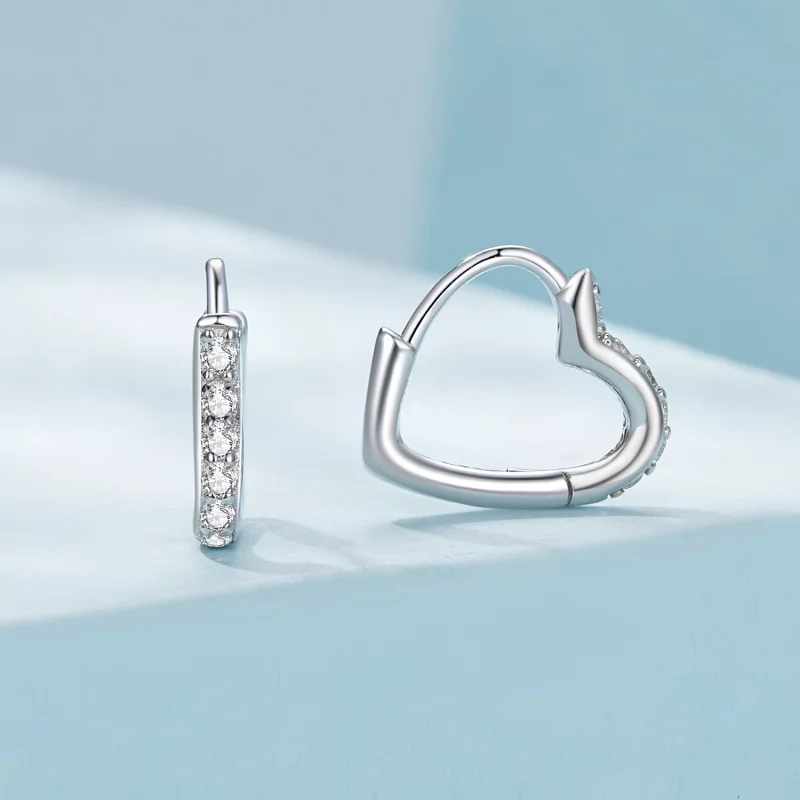 (image pour) Boucles d'oreilles en forme de cœur style Pandora - SCE1626 - Afficher 2