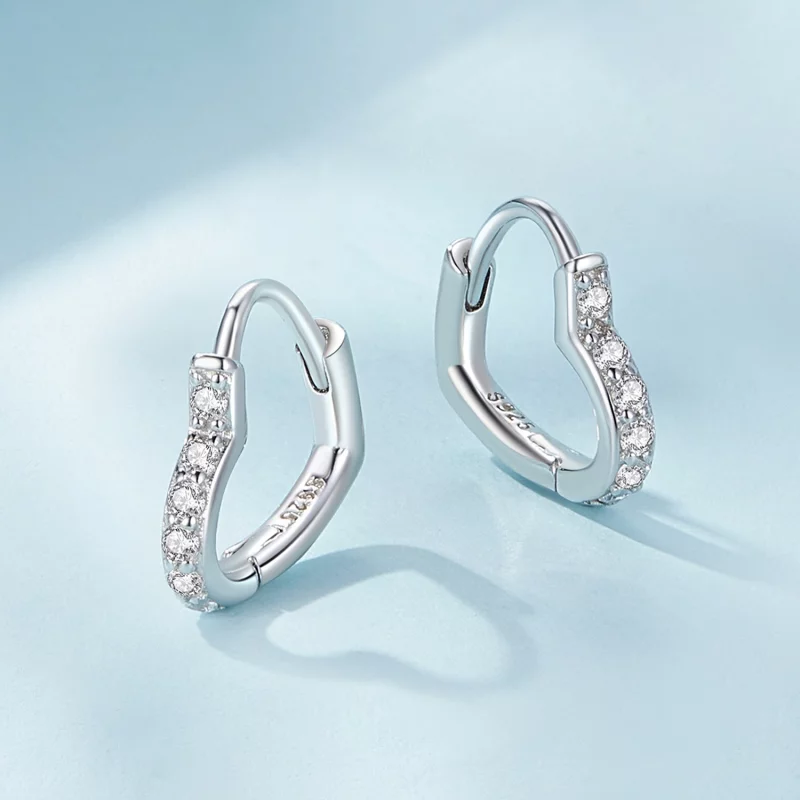 (image pour) Boucles d'oreilles en forme de cœur style Pandora - SCE1626 - Afficher 3