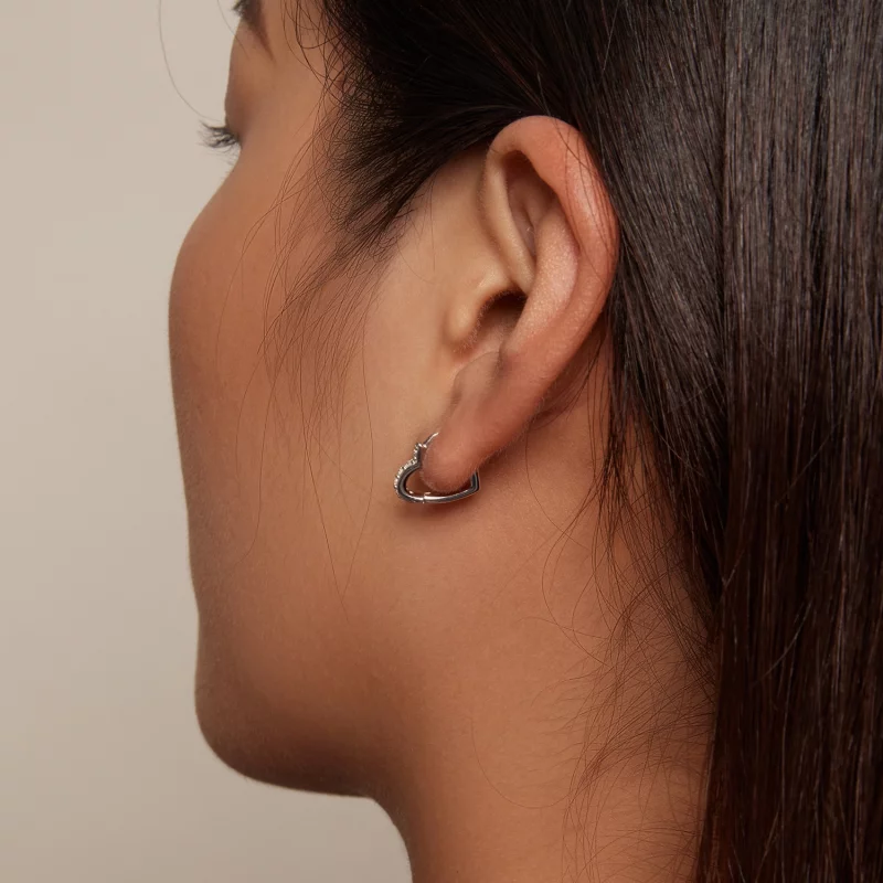(image pour) Boucles d'oreilles en forme de cœur style Pandora - SCE1626 - Afficher 7