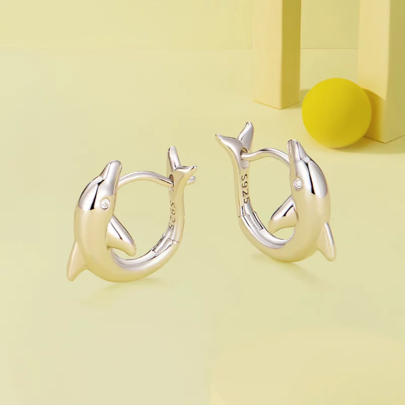 (image pour) Boucles d'oreilles en forme de dauphin de style Pandora - BSE881 - Afficher 3