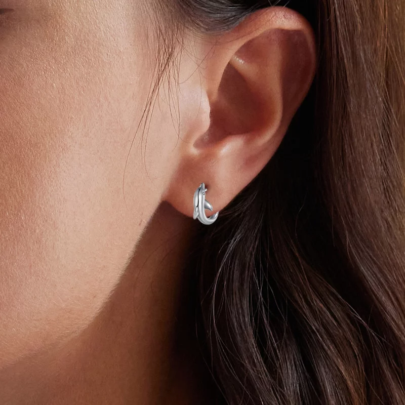 (image pour) Boucles d'oreilles en forme de dauphin de style Pandora - BSE881 - Afficher 10