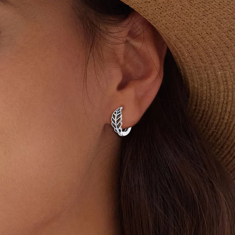 (image pour) Boucles d'oreilles en forme de feuilles d'automne de style Pandora - SCE1636 - Afficher 5