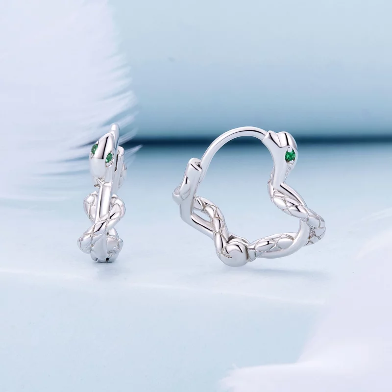 (image pour) Boucles d'oreilles en forme de serpents esprit en forme de cœur de style Pandora - Afficher 2